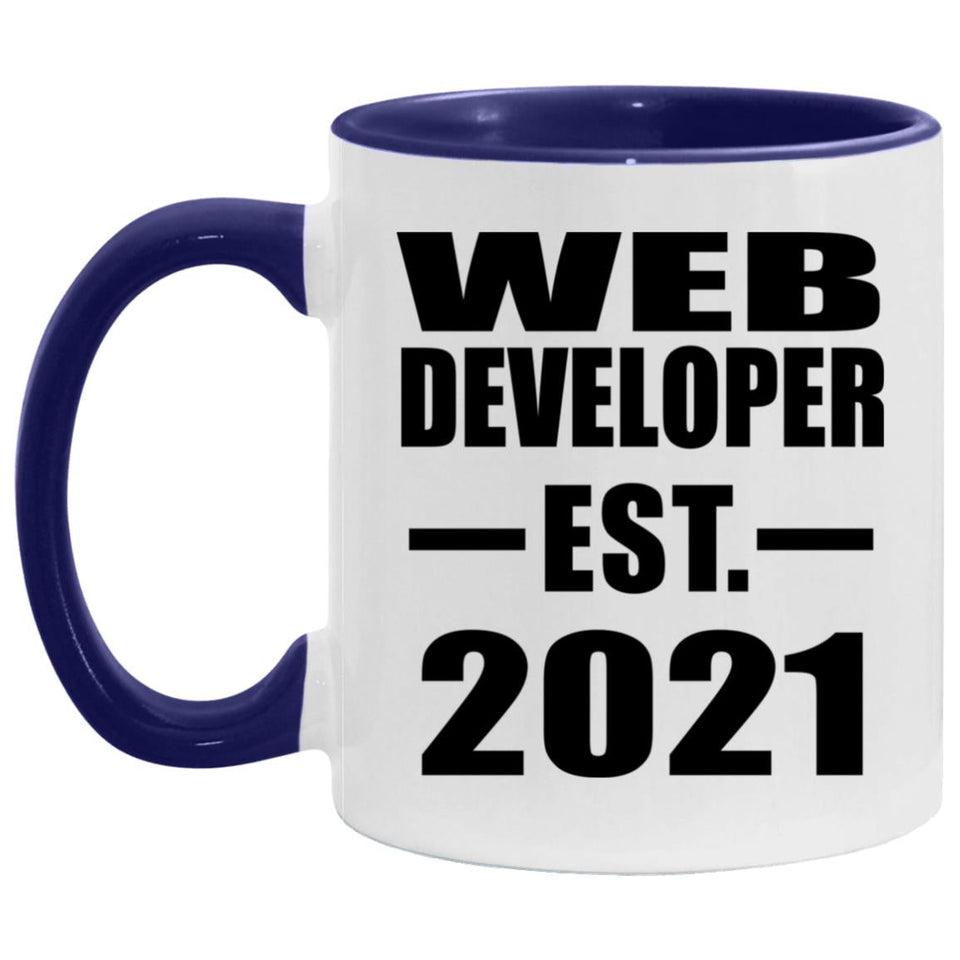 Web Developer Established Est. 2021 - 11oz Accent Mug Purple