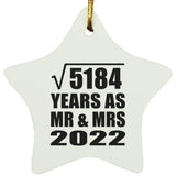 72nd Anniversary Square Root of 5184 Years As Mr & Mrs 2022 - Star Ornament