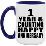 Happy 1st Anniversary 1 Year & Counting - 15oz Accent Mug Purple
