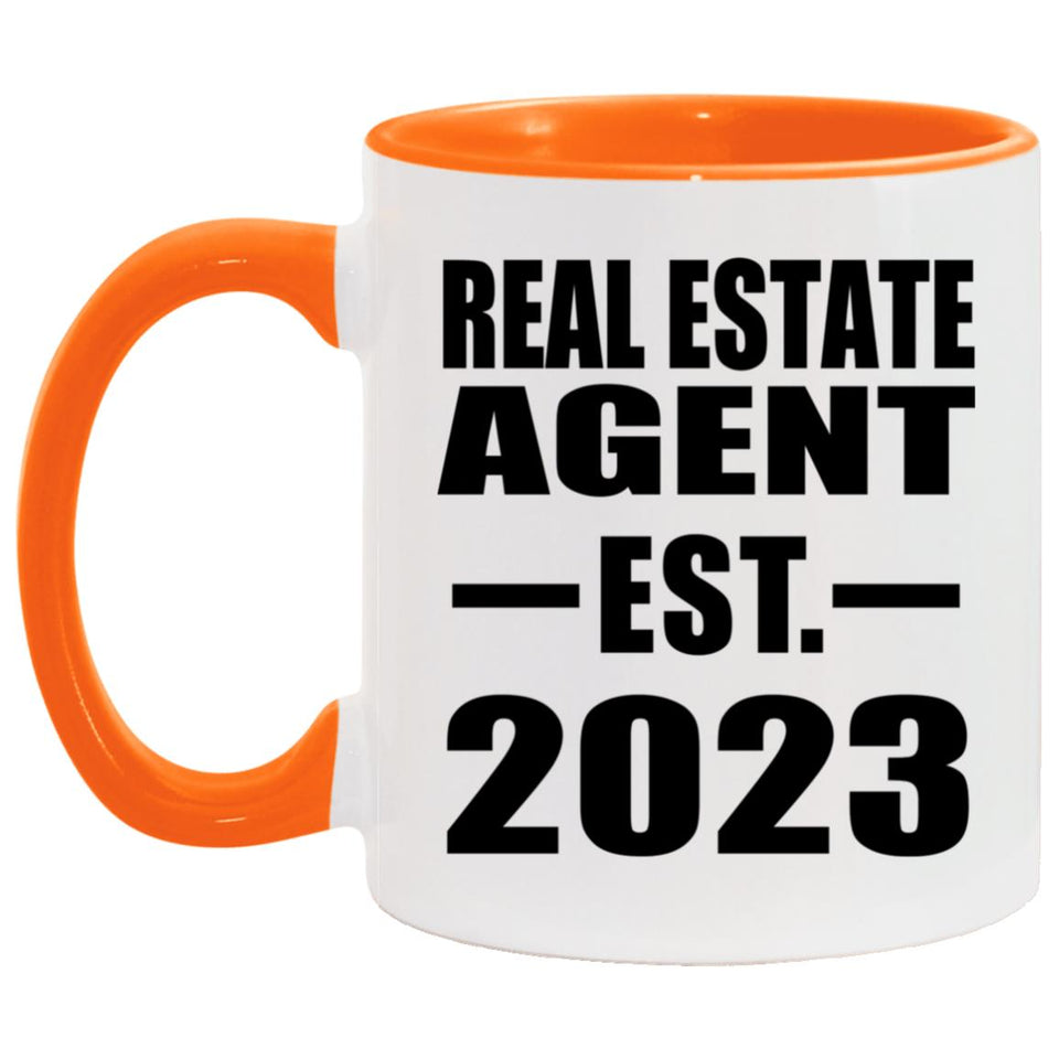 Real Estate Agent Established EST. 2023 - 11oz Accent Mug Orange