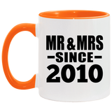 14th Anniversary Mr & Mrs Since 2010 - 11oz Accent Mug Orange