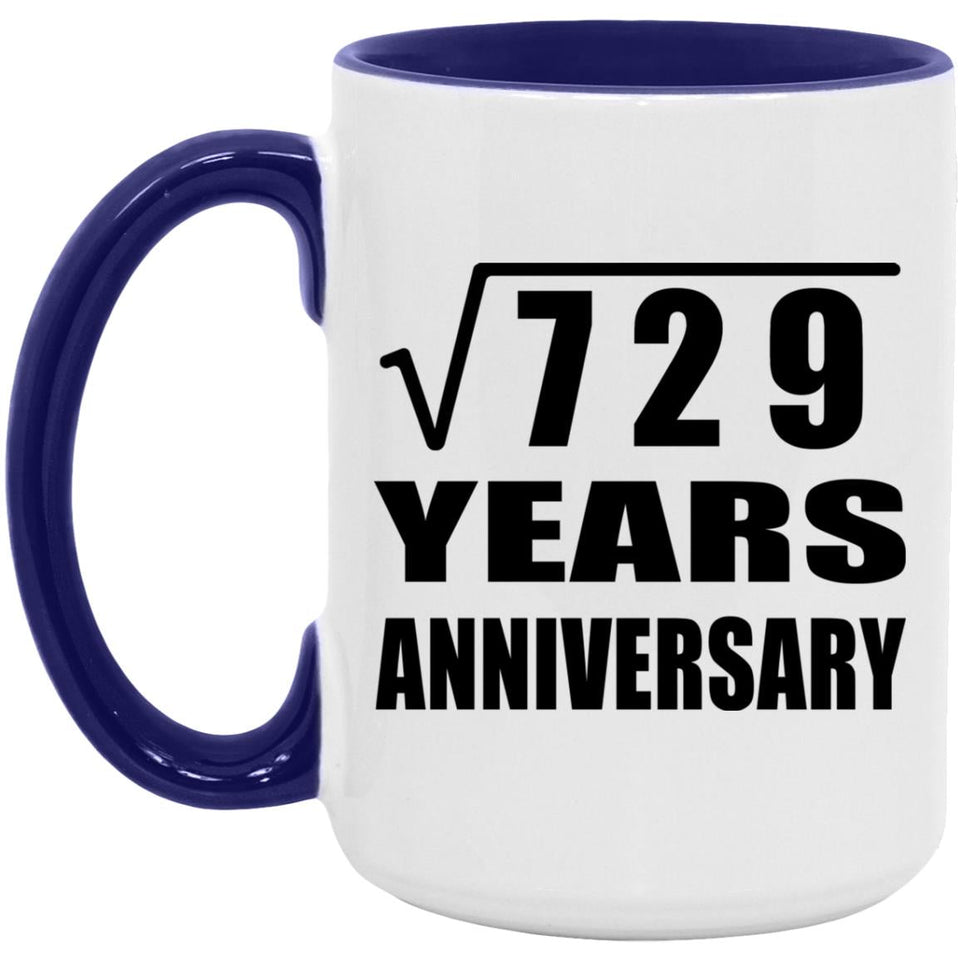 27th Anniversary Square Root of 729 Years Anniversary - 15oz Accent Mug Purple