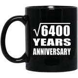 80th Anniversary Square Root of 6400 Years Anniversary - 11oz Coffee Mug Black