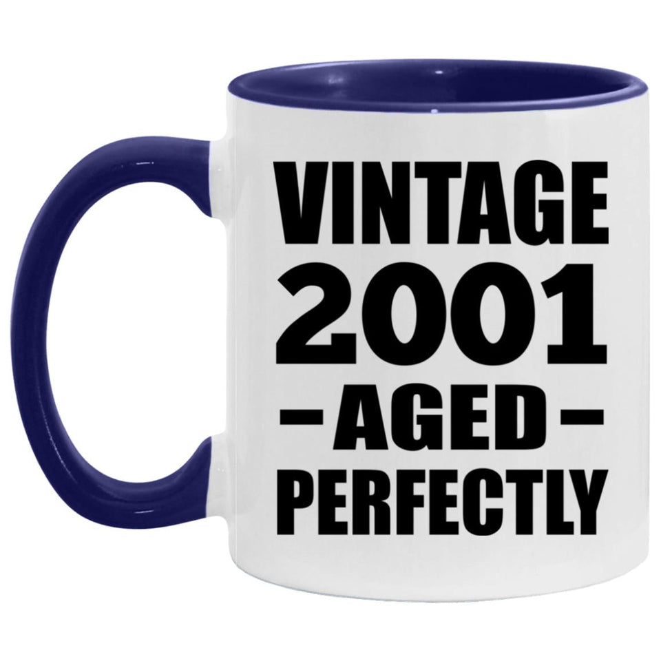 23rd Birthday Vintage 2001 Aged Perfectly - 11oz Accent Mug Purple