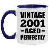 23rd Birthday Vintage 2001 Aged Perfectly - 11oz Accent Mug Purple