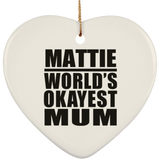 Mattie World's Okayest Mum - Heart Ornament