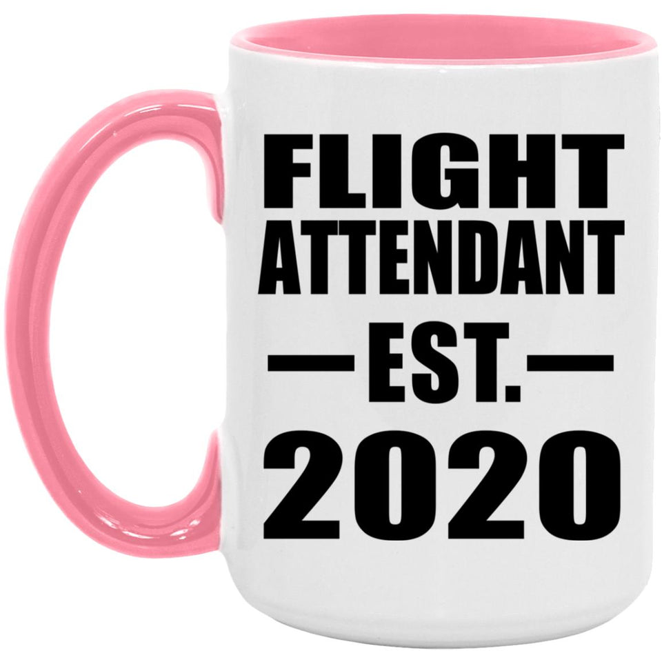 Flight Attendant Established EST. 2020 - 15oz Accent Mug Pink