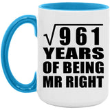 31st Anniversary Square Root of 961 Years of Being Mr Right - 15oz Accent Mug Blue