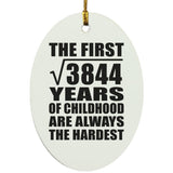 62nd Birthday Square Root of 3844 Years of Childhood - Oval Ornament