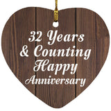 Happy 32nd Anniversary 32 Years & Counting - Heart Ornament D