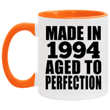 30th Birthday Made In 1994 Aged to Perfection - 11oz Accent Mug Orange