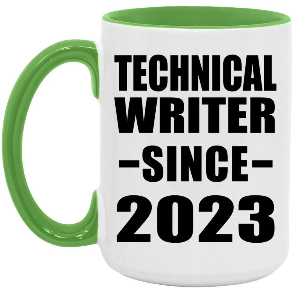Technical Writer Since 2023 - 15oz Accent Mug Green