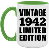 82nd Birthday Vintage 1942 Limited Edition - 15oz Accent Mug Green