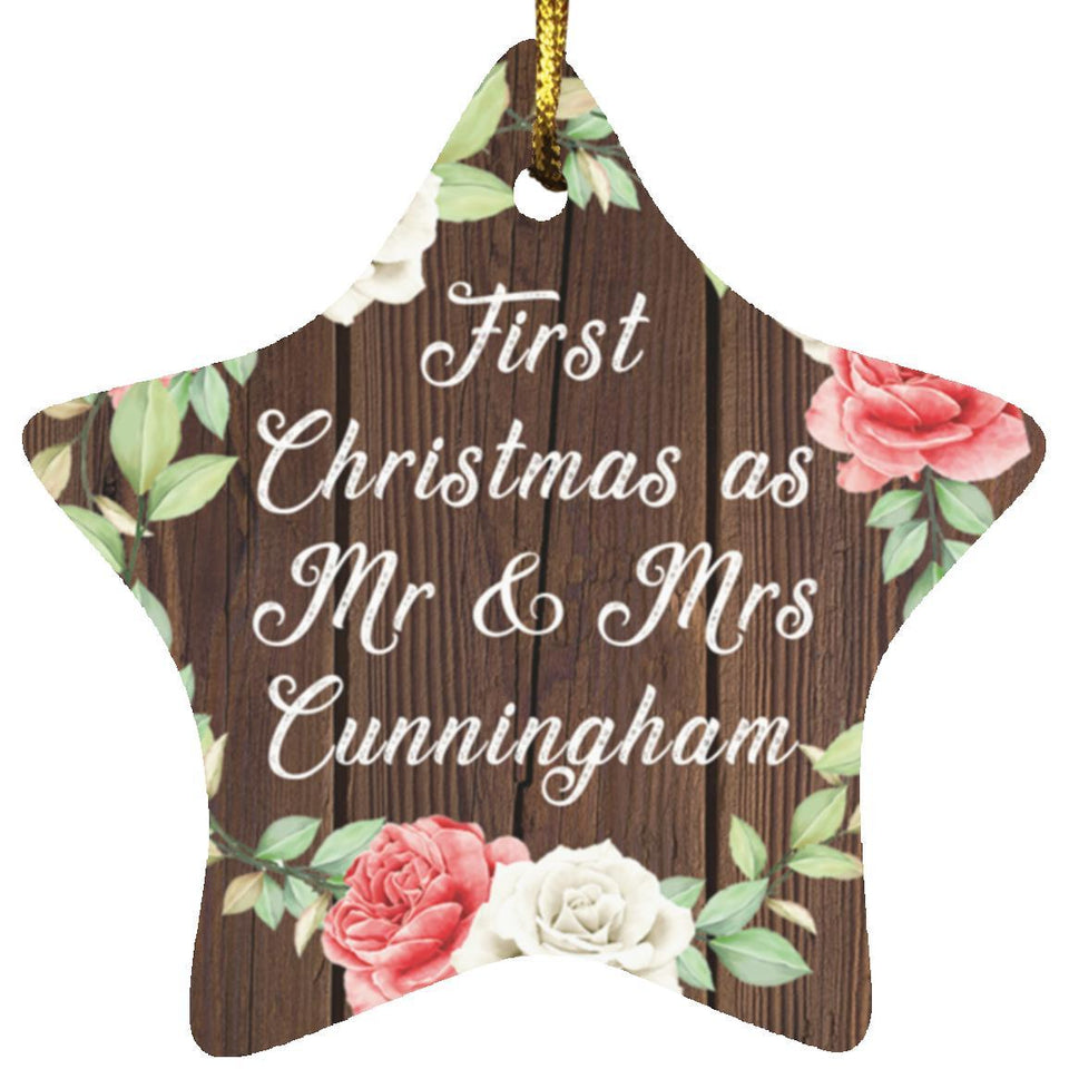 First Christmas As Mr & Mrs Cunningham - Star Ornament A