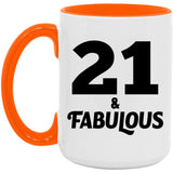 21st Birthday 21 & Fabulous - 15oz Accent Mug Orange