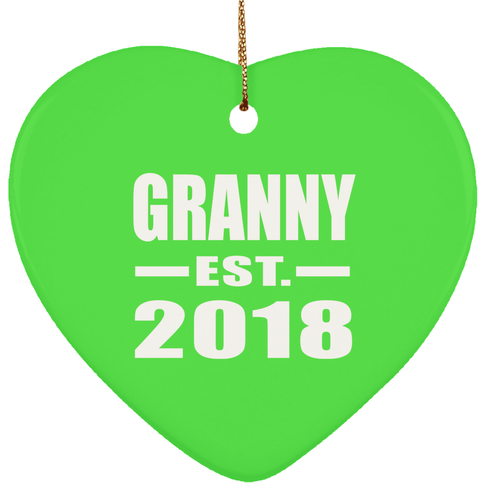 Granny Established EST. 2018 - Heart Ornament