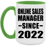Online Sales Manager Since 2022 - 15oz Accent Mug Green