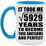 77th Birthday Took Square Root of 5929 Years To Awesome - 15oz Accent Mug Blue