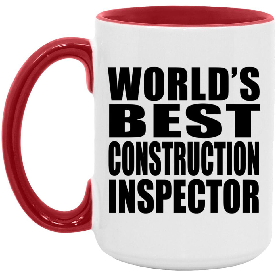 World's Best Construction Inspector - 15oz Accent Mug Red