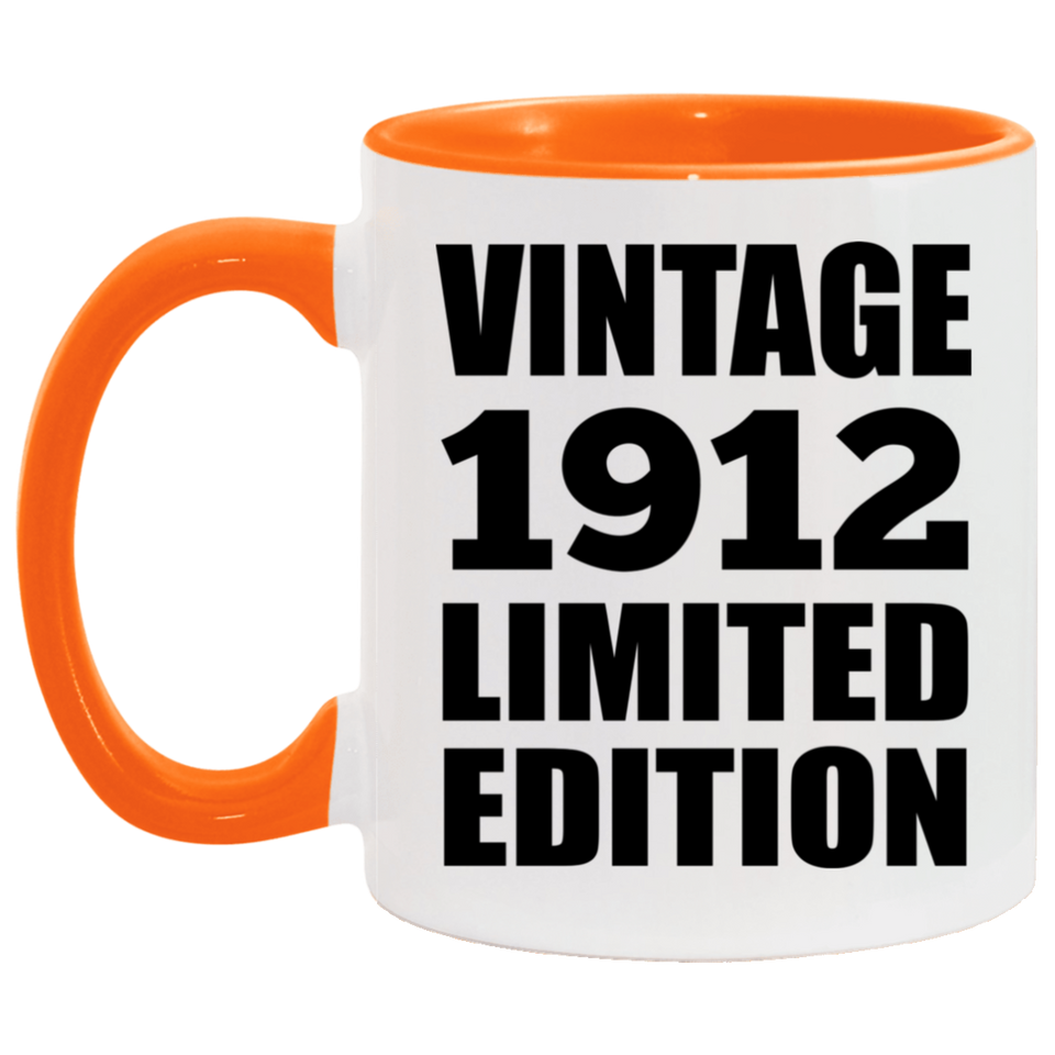 112th Birthday Vintage 1912 Limited Edition - 11oz Accent Mug Orange