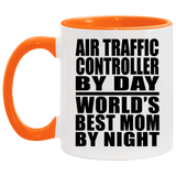 Air Traffic Controller By Day World's Best Mom By Night - 11oz Accent Mug Orange