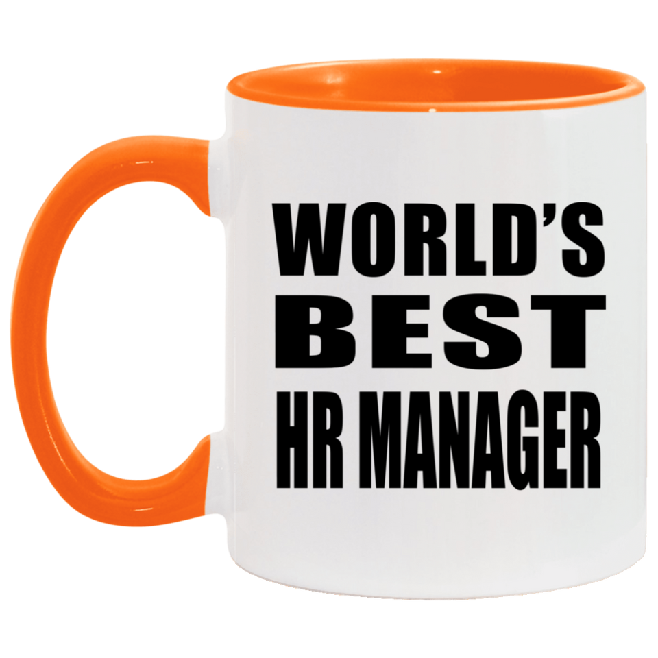World's Best HR Manager - 11oz Accent Mug Orange
