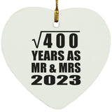 20th Anniversary Square Root of 400 Years As Mr & Mrs 2023 - Heart Ornament
