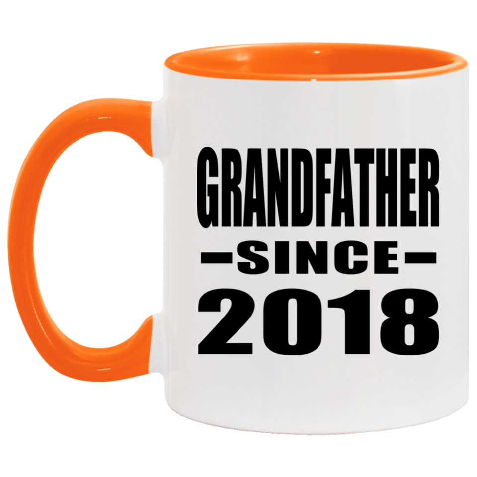 Grandfather Since 2018 - 11oz Accent Mug Orange