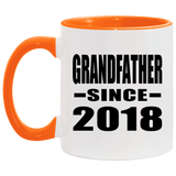 Grandfather Since 2018 - 11oz Accent Mug Orange