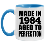 40th Birthday Made In 1984 Aged to Perfection - 11oz Accent Mug Blue