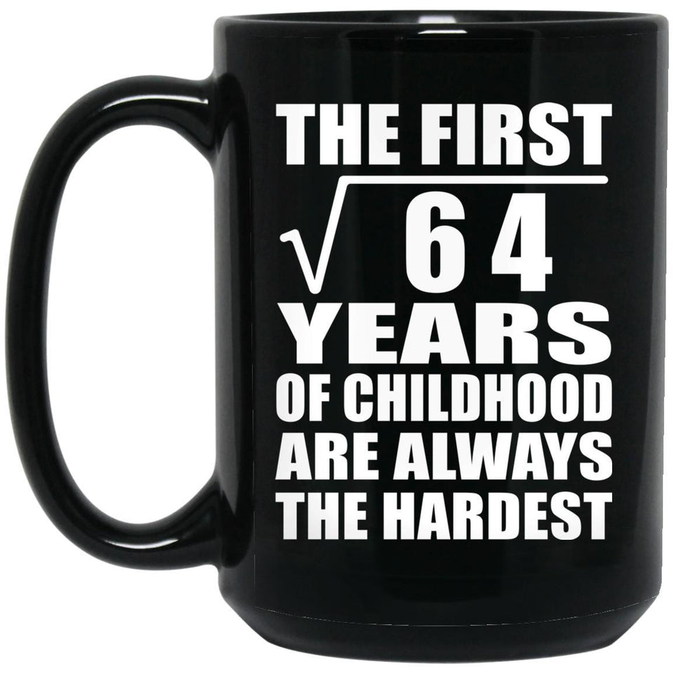 8th Birthday Square Root of 64 Years of Childhood - 15oz Coffee Mug Black