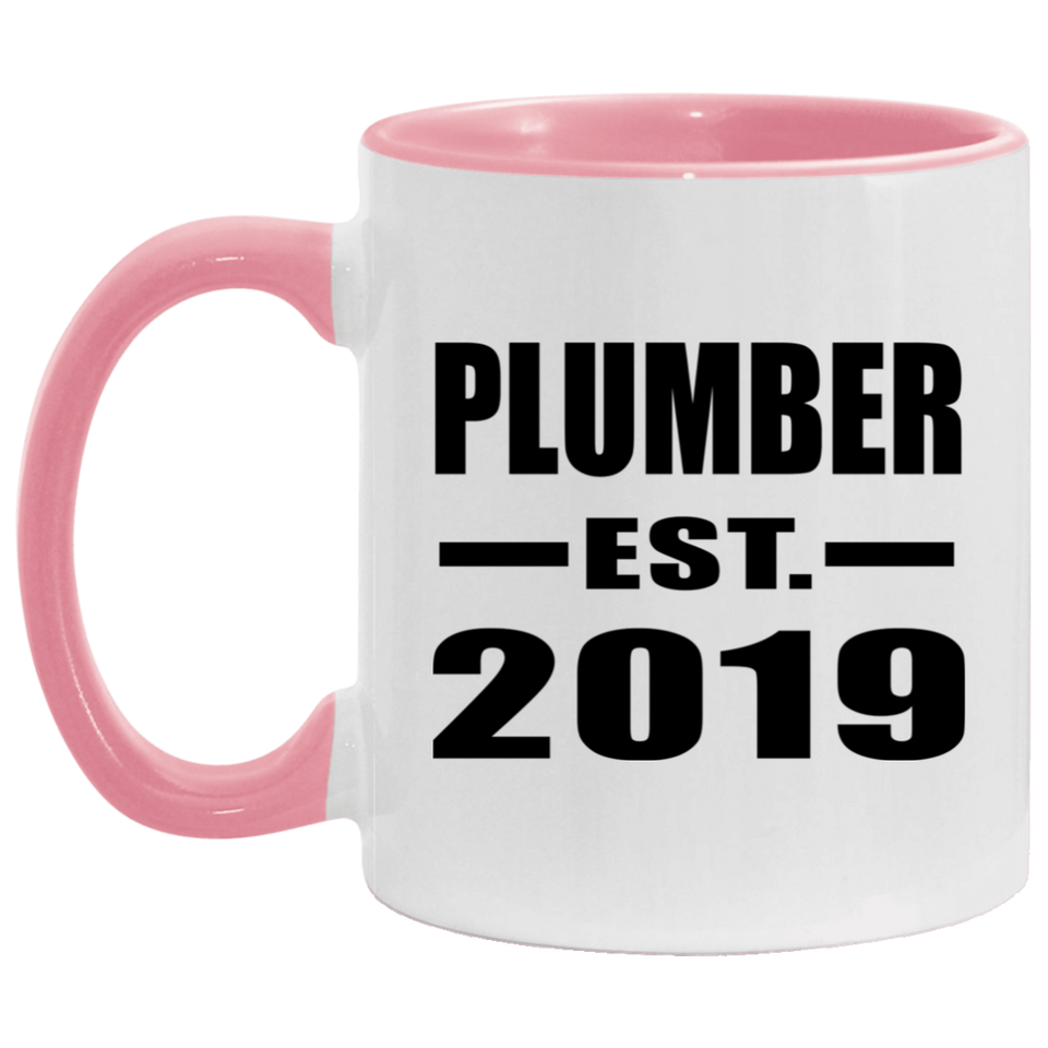 Plumber Established EST. 2019 - 11oz Accent Mug Pink