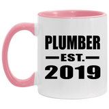 Plumber Established EST. 2019 - 11oz Accent Mug Pink