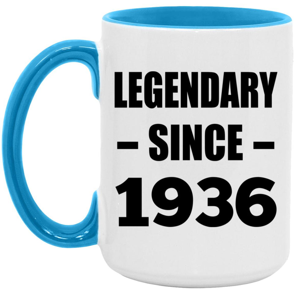 88th Birthday Legendary Since 1936 - 15oz Accent Mug Blue