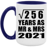 16th Anniversary Square Root of 256 Years As Mr & Mrs 2021 - 15oz Accent Mug Purple