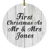 First Christmas As Mr & Mrs Jones - Circle Ornament F