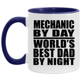 Mechanic By Day World's Best Dad By Night - 11oz Accent Mug Purple