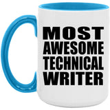 Most Awesome Technical Writer - 15oz Accent Mug Blue