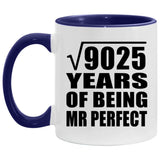 95th Anniversary Square Root Of 9025 Years Of Mr Perfect - 11oz Accent Mug Purple