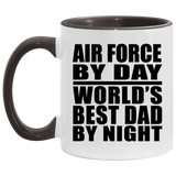 Air Force By Day World's Best Dad By Night - 11oz Accent Mug Black