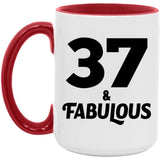 37th Birthday 37 & Fabulous - 15oz Accent Mug Red