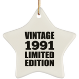 33rd Birthday Vintage 1991 Limited Edition - Star Ornament
