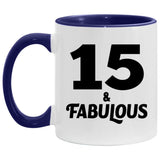 15th Birthday 15 & Fabulous - 11oz Accent Mug Purple