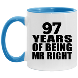 97th Anniversary 97 Years Of Being Mr Right - 11oz Accent Mug Blue