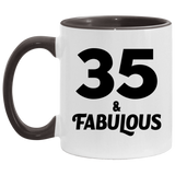 35th Birthday 35 & Fabulous - 11oz Accent Mug Black
