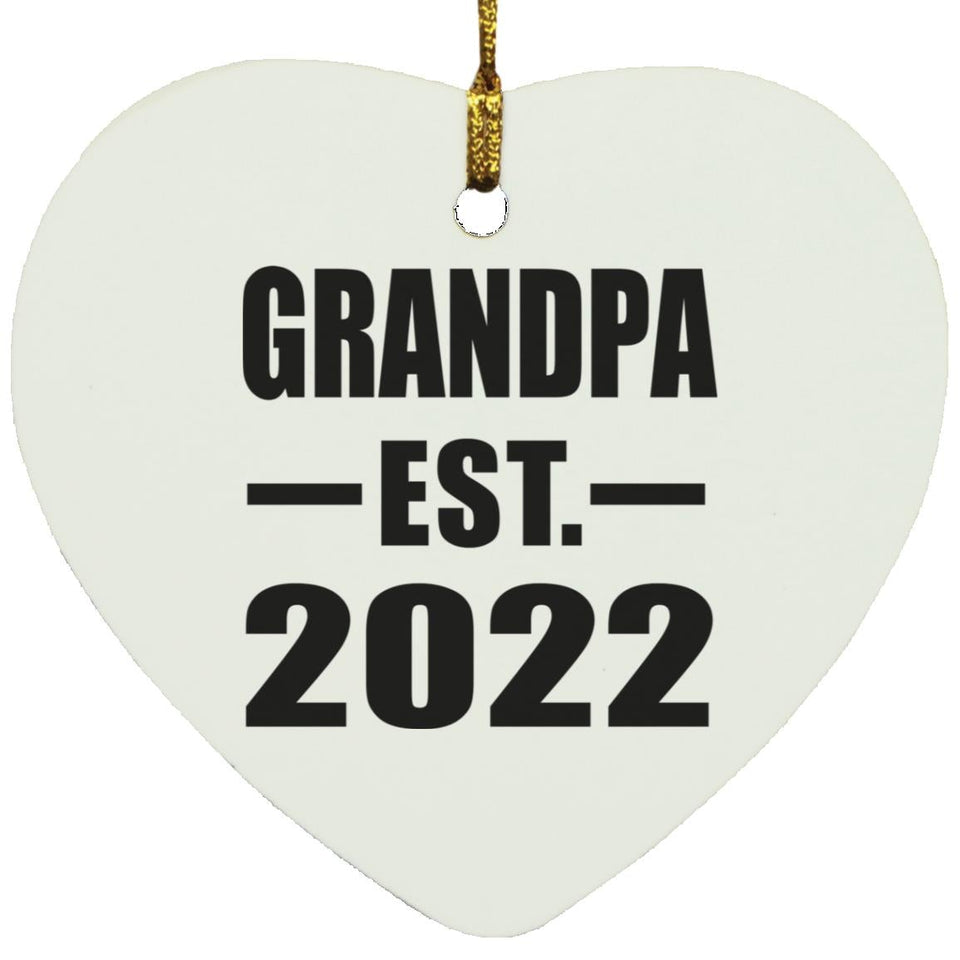 Grandpa Established EST. 2022 - Heart Ornament