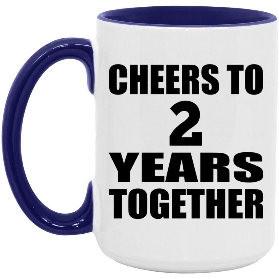 2nd Anniversary Cheers To 2 Years Together - 15oz Accent Mug Purple
