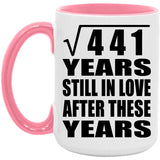 21st Anniversary Square Root of 441 Years Still In Love - 15oz Accent Mug Pink