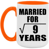 3rd Anniversary Married For Square Root of 9 Years - 15oz Accent Mug Orange