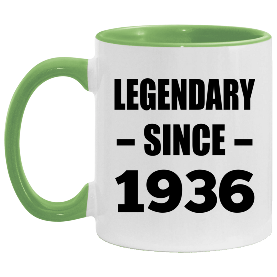 88th Birthday Legendary Since 1936 - 11oz Accent Mug Green